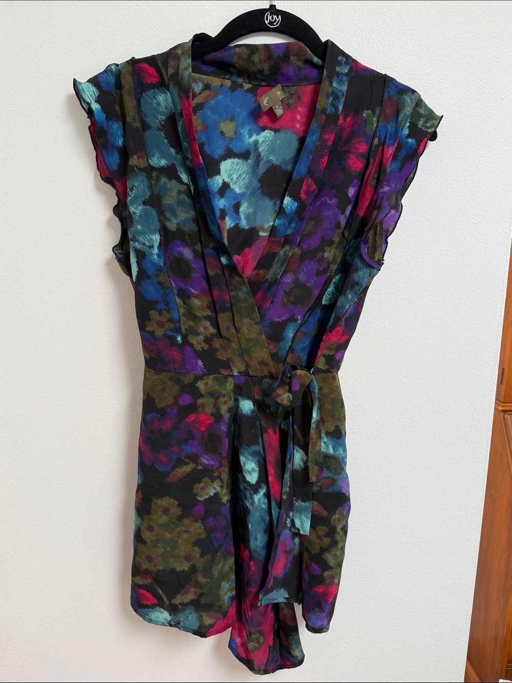 Fei Floral Wrap Blouse in Black Multi